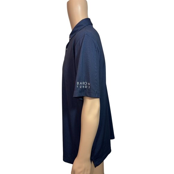 Callaway Men’s Opti Dri Golf Polo Shirt L Navy Short Sleeve “Baron Funds” Logo - Picture 4 of 14